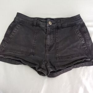 Black denim shorts